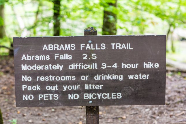Abrams Falls Trail Signboard