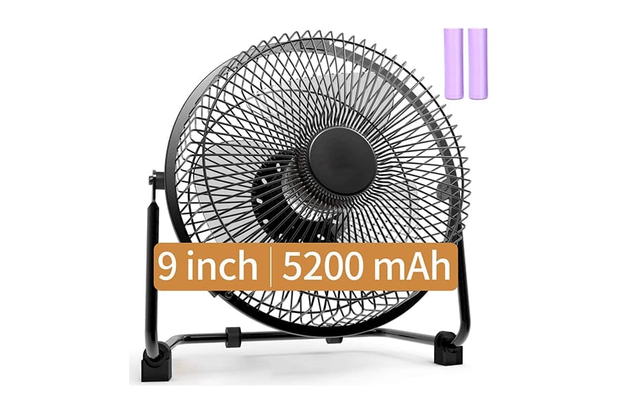 7800mAh USB Powered Battery Operated Fan for Desk Portable Camping Fan with LED Lights 270° Adjustable Stepless Speed Enhanced Airflow Tent Fan for Outdoor Office Home Travel 