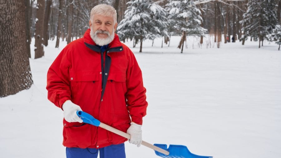 blue winter shovel