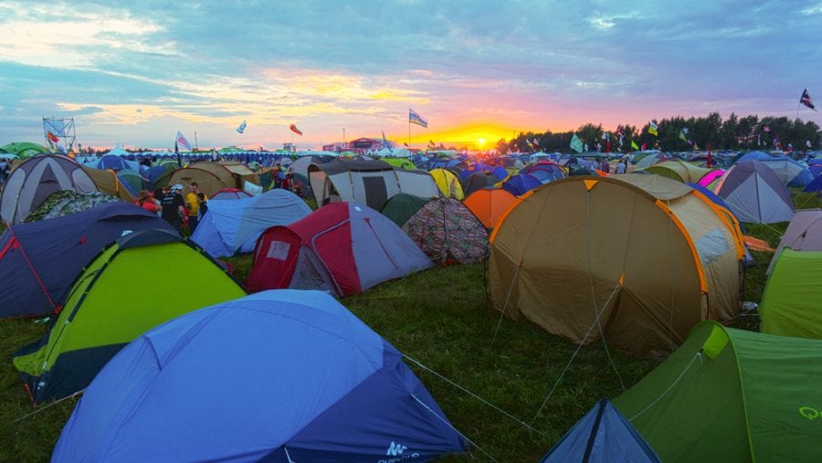 colorful tents on a festival camp