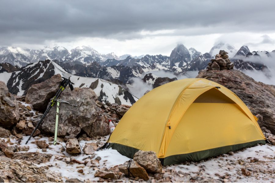small tent in high altitude
