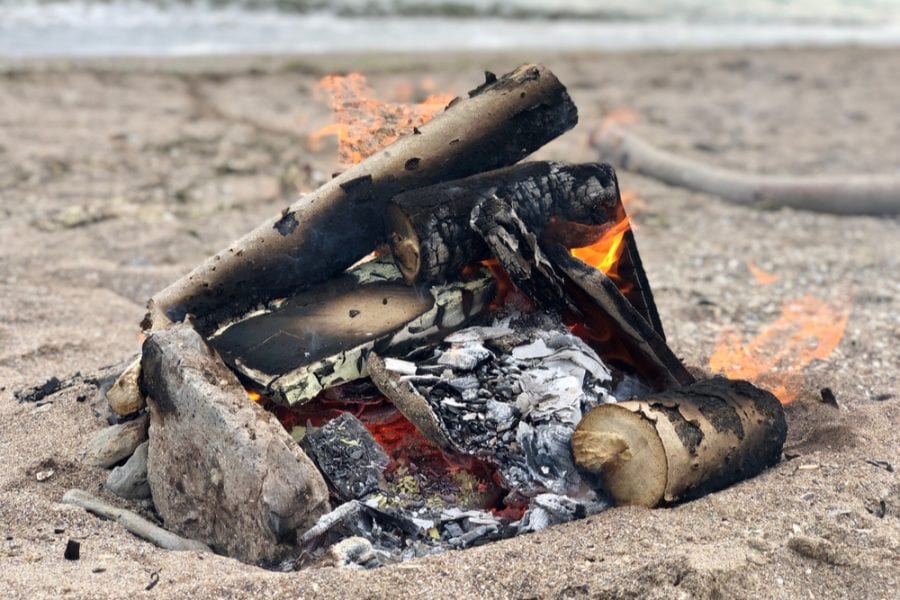 bonfire unattended at the beach